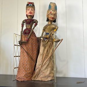 Pair of antique Indonesian puppets